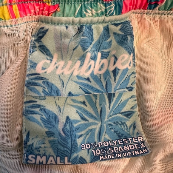 Chubbies Men’s Small Blue Pink Flamingo Mesh Elastic Waist Swim Trunks - Picture 2 of 5